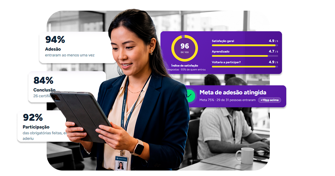 Campanha de Diversidade: trabalhador usando a plataforma Weex no tablet
