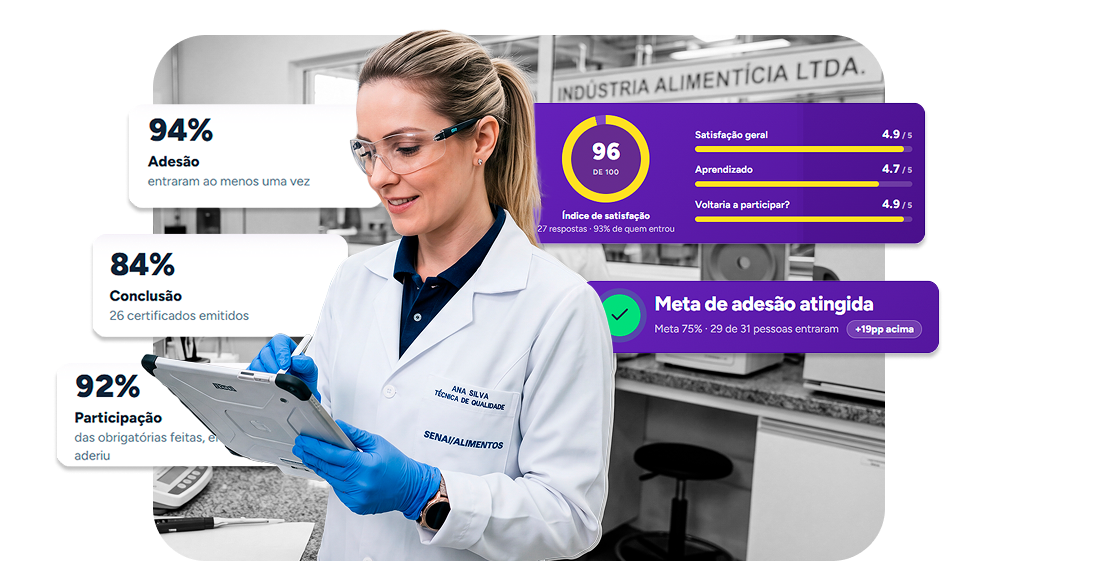 Campanha de Qualidade: trabalhador usando a plataforma Weex no tablet