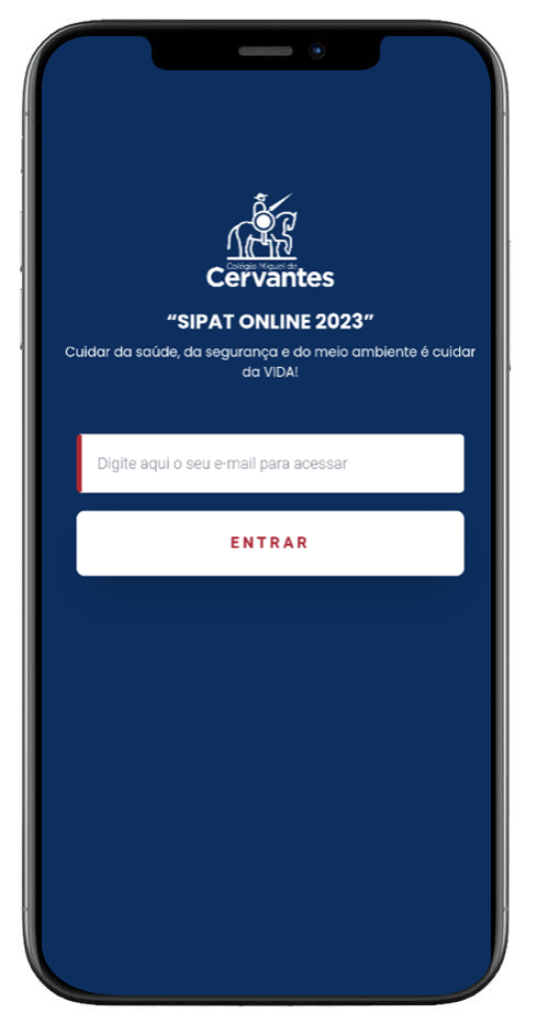 Imagem da página de entrada na plataforma da Weex em um celular.