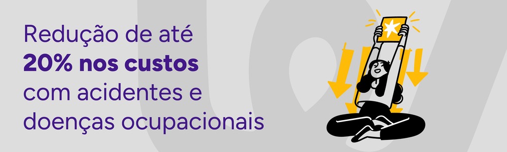 Imagem com frase escrito sobre uma das vantagens da ISO 45001:2018: redução de até 20% nos custos com acidentes e doenças ocupacionais.