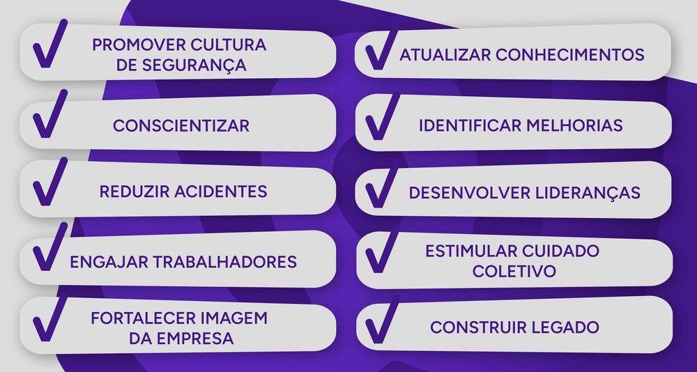 Tabela com os 10 objetivos da SIPAT.