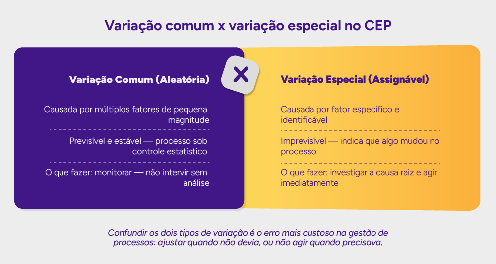 Infográfico: Variação comum x variação especial no CEP