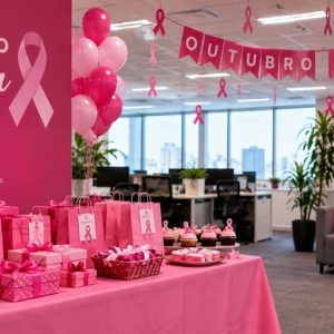 Outubro Rosa na empresa: ideias de decoração, brindes e comunicação visual