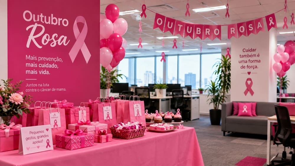 Outubro Rosa na empresa: ideias de decoração, brindes e comunicação visual